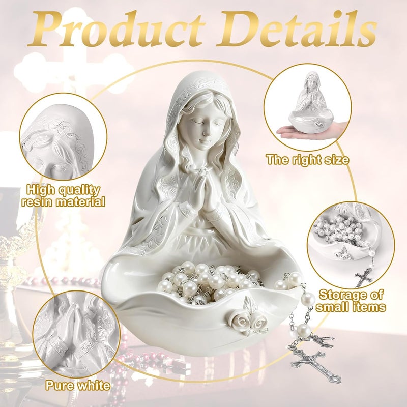 Lineshading Our Lady of Grace Statue Virgin Mary Keepsake Rosary Holder, 5" Blessed Mother Statues, Resin Relic, Catholic Gifts for Women Religious Home Decor (Novelty) - Image 3